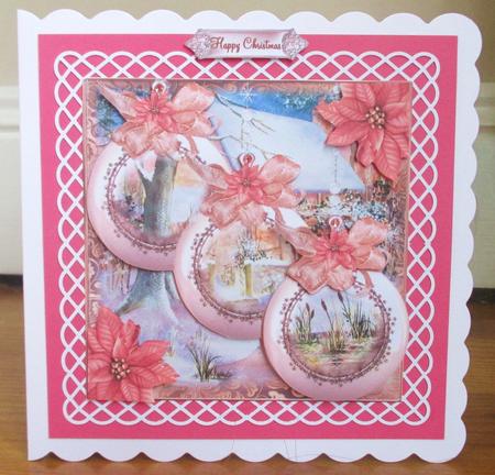 Beautiful Christmas Baubles Card Front Kit by Johanna Lambert