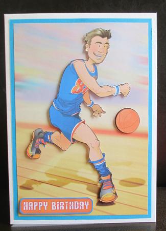Basketball Dude Orange and Blue by Johanna Lambert