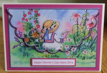 Sitting in the Flowers Envelope Card with Decoupage by Johanna Lambert