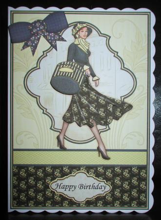 Vintage Shopping Lady in Black Topper & Decoupage by Johanna Lambert