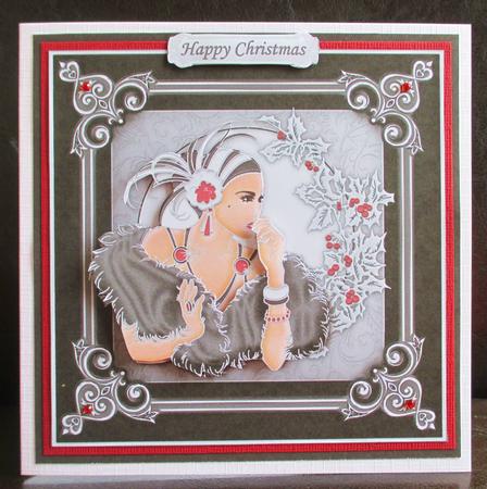 Art Deco Lady Christmas Black & Silver Decoupage by Johanna Lambert