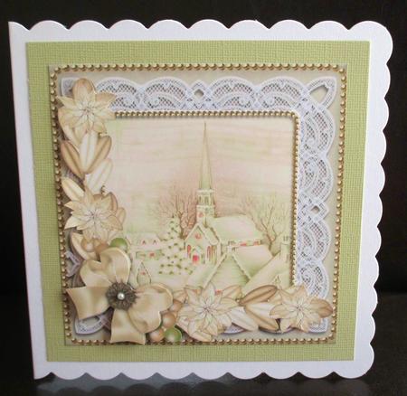Cream Gold Village Poinsettia Decoupage Step by Step Sheet by Johanna Lambert