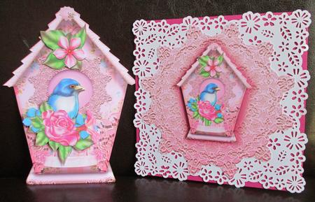 Beautiful Soft Rose Vintage Bird House by Johanna Lambert