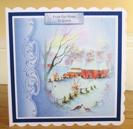 Watercolour Winter Oast Houses with Pheasants by Johanna Lambert