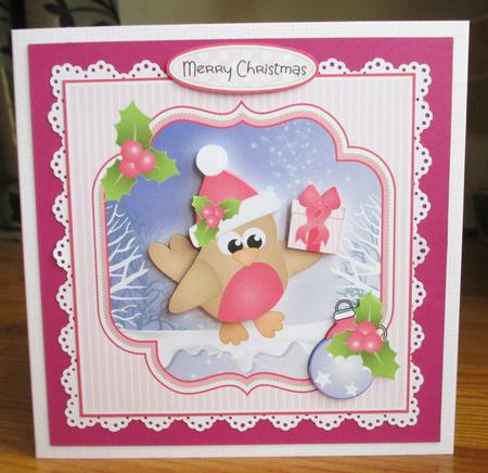 Robin with Gift Christmas Topper Mini Kit by Johanna Lambert
