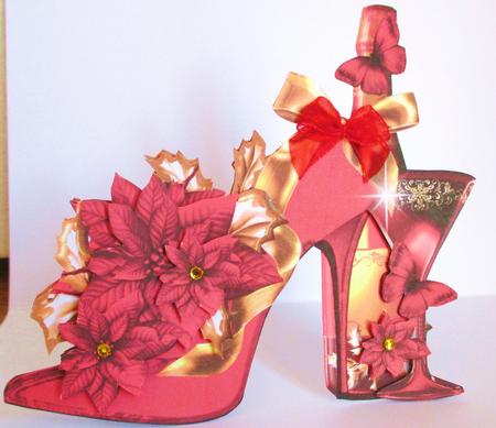 Champagne and Christmas Shoe Shaped Card Kit by Johanna Lambert