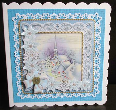 Blue Village Ice Poinsettia Decoupage Step by Step Sheet by Johanna Lambert