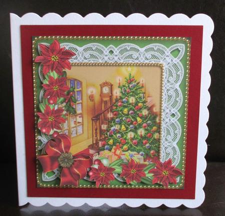 Christmas Tree 1 Poinsettias Step by Step Decoupage Sheet by Johanna Lambert