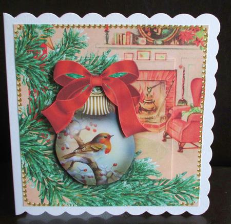 Red Robin 1 Fireplace Bauble Decoupage Step by Step Sheet by Johanna Lambert