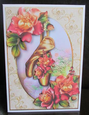 Beautiful Golden Ballet Shoes & Sunset Roses by Johanna Lambert