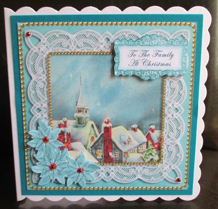 Blue Rooftops Family at Christmas 8in Sentiment Topper by Johanna Lambert