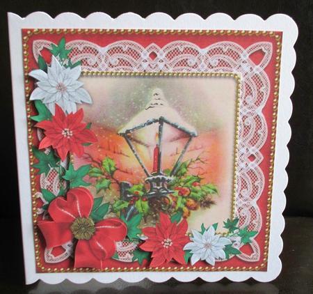 Christmas Lantern Poinsettia Decoupage Step by Step Sheet by Johanna Lambert