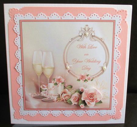 A Toast to the Bride and Groom 8x8 Card Front with Decoupage by Johanna Lambert