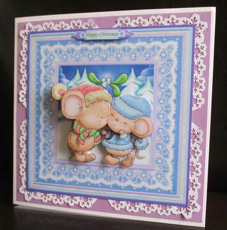 Mistletoe Christmas Mice 8x8 Mini Kit & Decoupage by Johanna Lambert