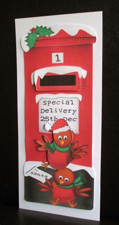 Large Dl Xmas Robins Postbox 3D Decoupage by Johanna Lambert