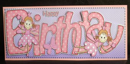 Large Dl Birthday Fairies Quick Card N 3D Decoupage by Johanna Lambert