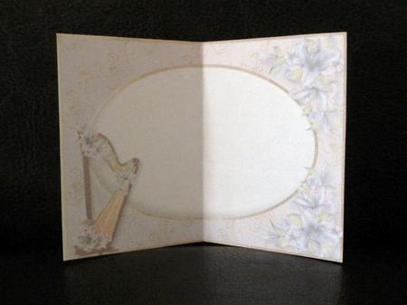Gorgeous Harp with Sheet Music & Purple Lilies - Insert by Johanna Lambert