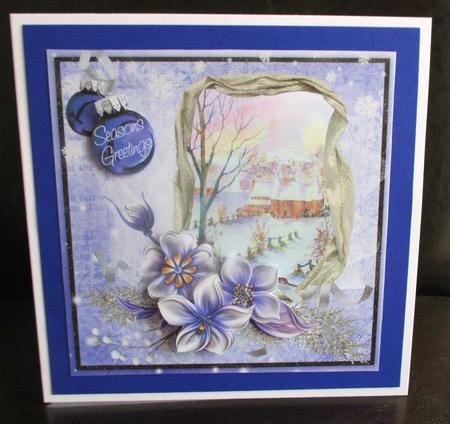 Winter Flowers & Oast Houses in the Snow on Purple by Johanna Lambert