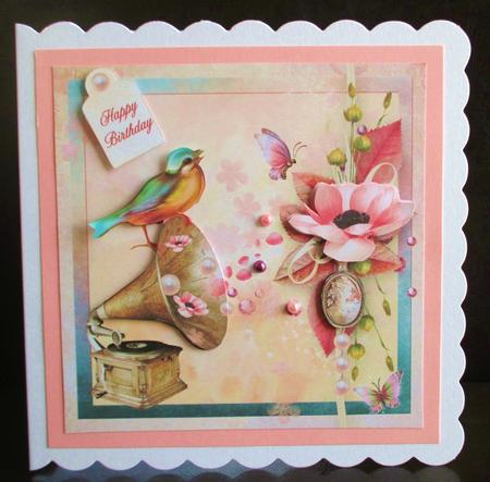 Anemone Cameo & Pearls Gramophone 8x8inch Step by Step by Johanna Lambert
