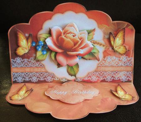Autumn Rose Scallop Easel Card Mini-kit by Johanna Lambert
