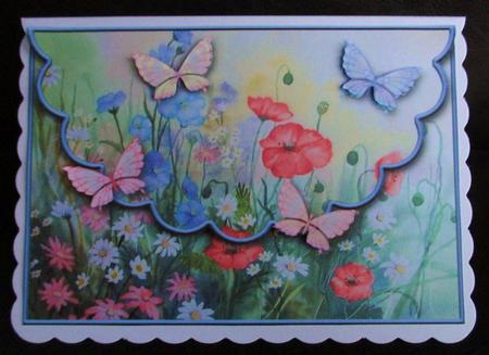 Butterflies and Meadowflowers Envelope Card with Decoupage by Johanna Lambert