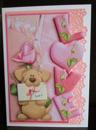 Over the Side Love Dog with Decoupage by Johanna Lambert
