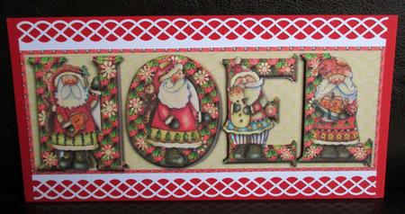 Painted Santas Noel Large Dl Card Front with Decoupage by Johanna Lambert