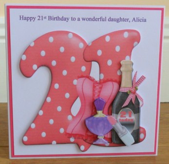 21st Large Shaped Card Front with Decoupage by Johanna Lambert