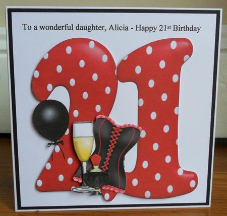 21st Large Shaped Card Front with Decoupage by Johanna Lambert