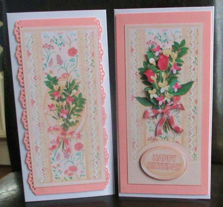 Pink Rosebuds with Lace Dl Decoupage by Johanna Lambert