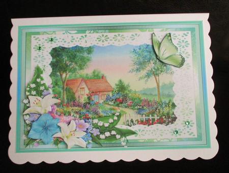 Cottage Garden with Lilies Watercolour Decoupage Sheet by Johanna Lambert