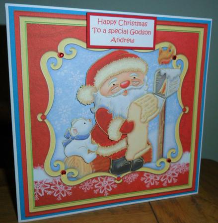 Santas Christmas Post Topper & Decoupage by Johanna Lambert