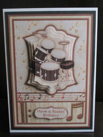 Drums in Sepia Card Front & Pyramage by Johanna Lambert