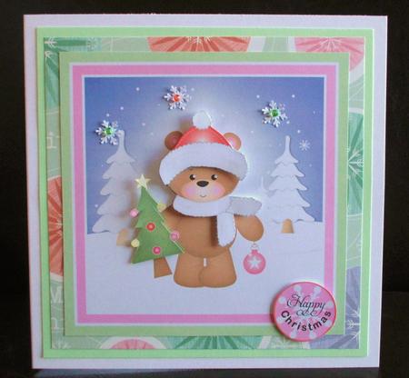 Teddy with Christmas Tree Topper by Johanna Lambert