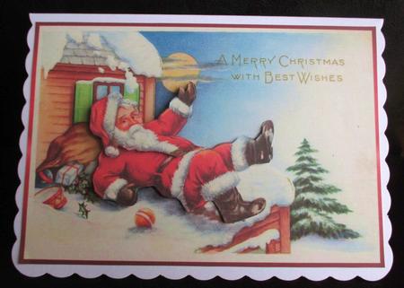 Christmas Santa Slipping in the Snow Topper by Johanna Lambert