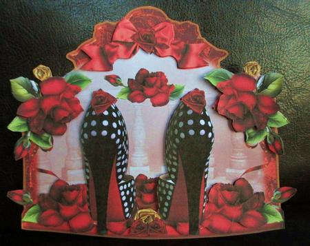 Gorgeous Red Rose Shoes Shaped Card Kit by Johanna Lambert