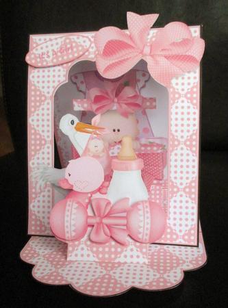 3D Open Front Easel Kit - Precious Gift It's a Girl by Johanna Lambert