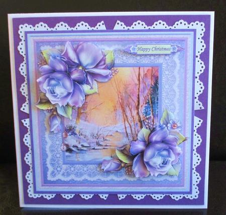 Winter Stream & Roses Christmas Card Topper & Decoupage by Johanna Lambert