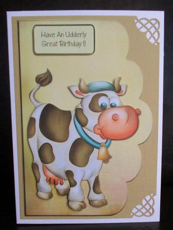 Silly Moo Scalloped Card Front by Johanna Lambert
