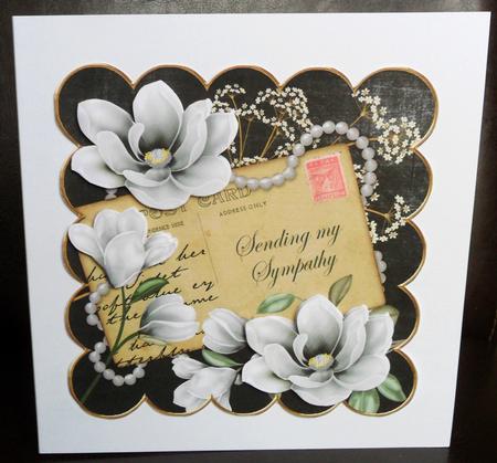 Silver Magnolia Sending Sympathy 8in Decoupage Sheet by Johanna Lambert