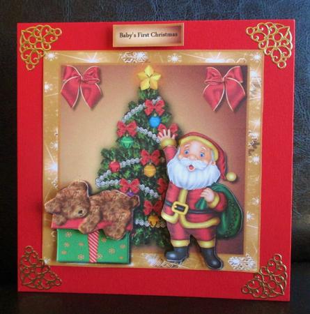 Cute Card Baby's First Christmas Santa's Presents by Johanna Lambert