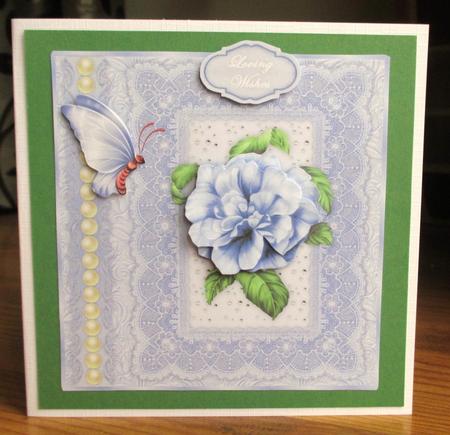 A Rose Blue Square Card Front with Step by Step by Johanna Lambert