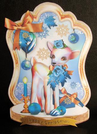 Winter Festive Holiday Card with White Doe by Johanna Lambert