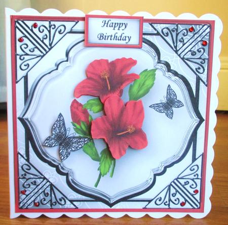 Red Flowers and Butterflies by Johanna Lambert