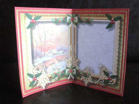 Beautiful Incert with Christmas Scene in Red by Johanna Lambert