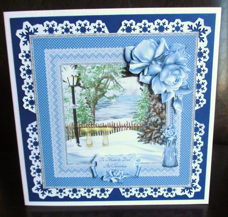 Christmas Scene and Blue Roses by Johanna Lambert