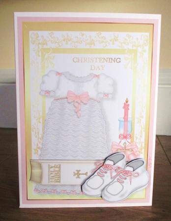 Christening Gown Girl Quick Card Front with Decoupage by Johanna Lambert