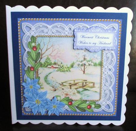 Blue Sscene Warmest Husband 8in Sentiment Topper by Johanna Lambert