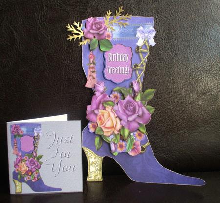 Purple Ladies Boot Shaped Card Mini Kit Plus Gift Card by Johanna Lambert