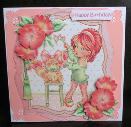 Princess Puss Card Topper Insert Plaque & Decoupage by Johanna Lambert